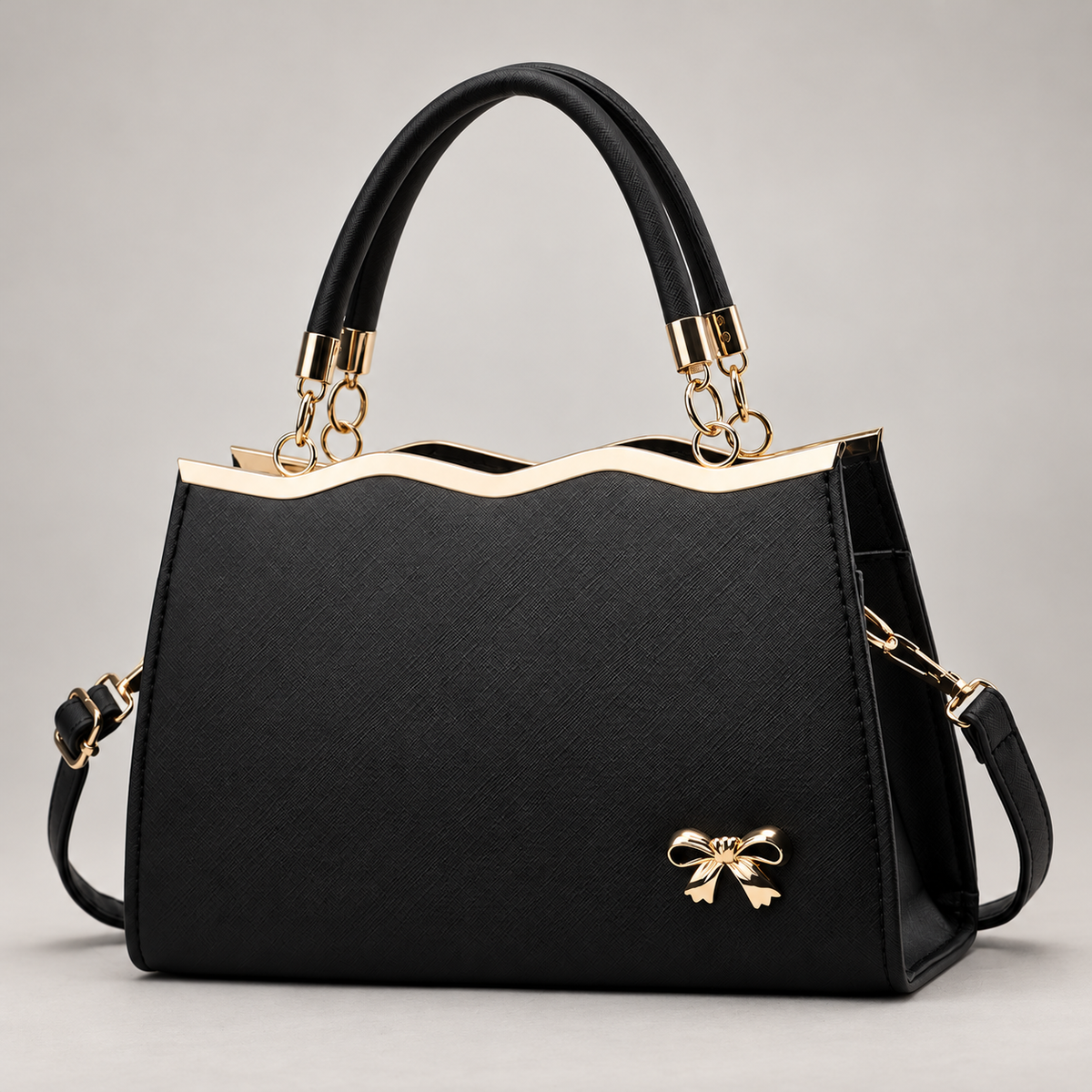 Monica Women’s Structured Handbag with Gold-Tone Bow