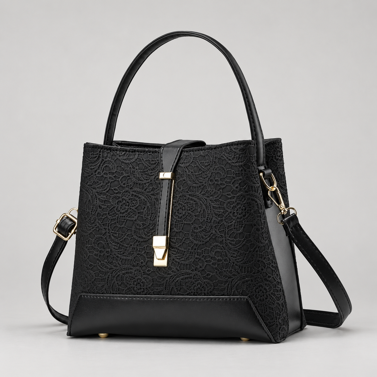 Amara Women’s Structured Lace Handbag with Gold-Tone Hardware