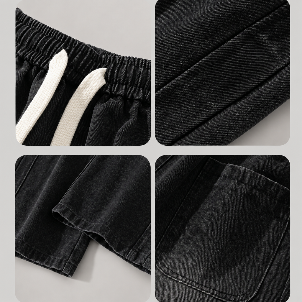 Blaine Men’s Extra Wide-Leg Drawstring Jeans with Side Panel Seams