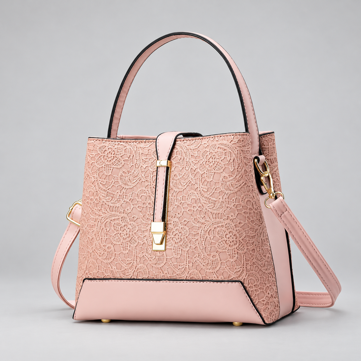 Amara Women’s Structured Lace Handbag with Gold-Tone Hardware