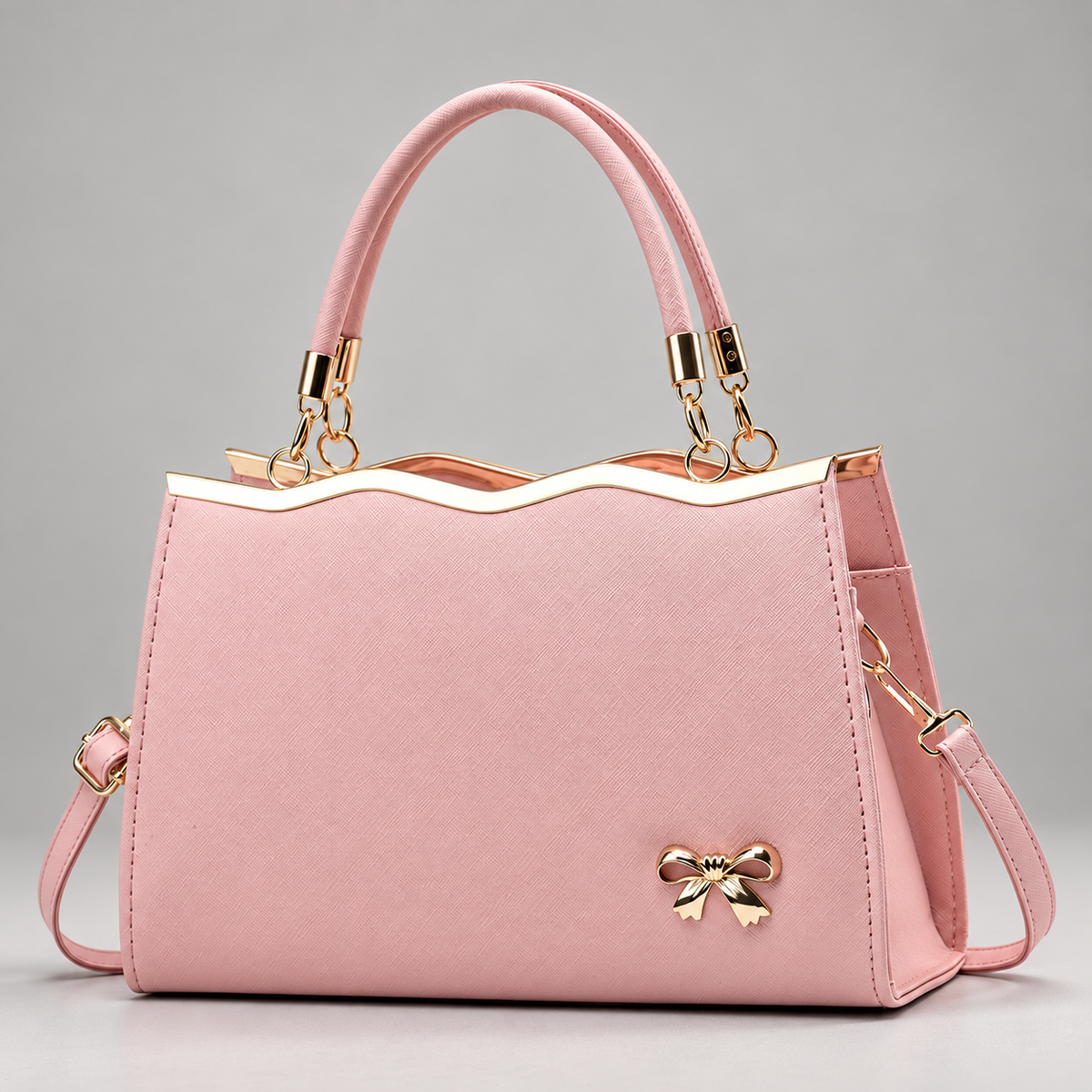 Monica Women’s Structured Handbag with Gold-Tone Bow