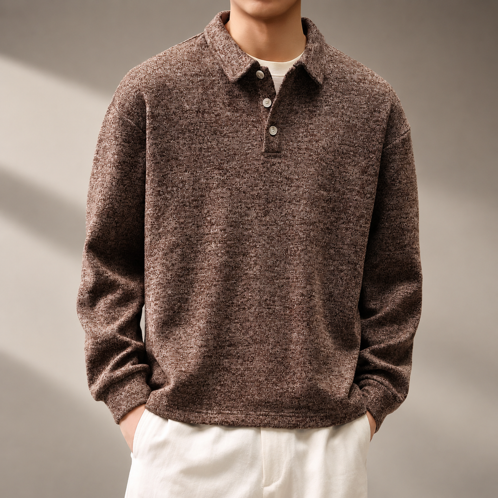 Lorenzo Textured Knit Polo Pullover
