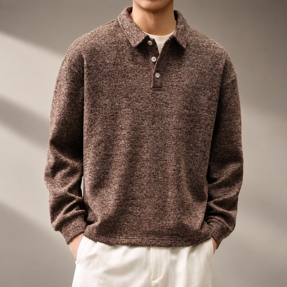 Lorenzo Textured Knit Polo Pullover