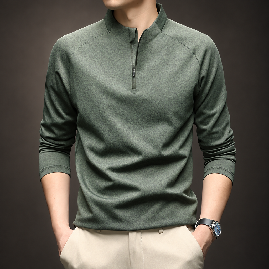 Caleb Men’s Quarter-Zip Pullover – Long-Sleeve Stand-Collar Shirt