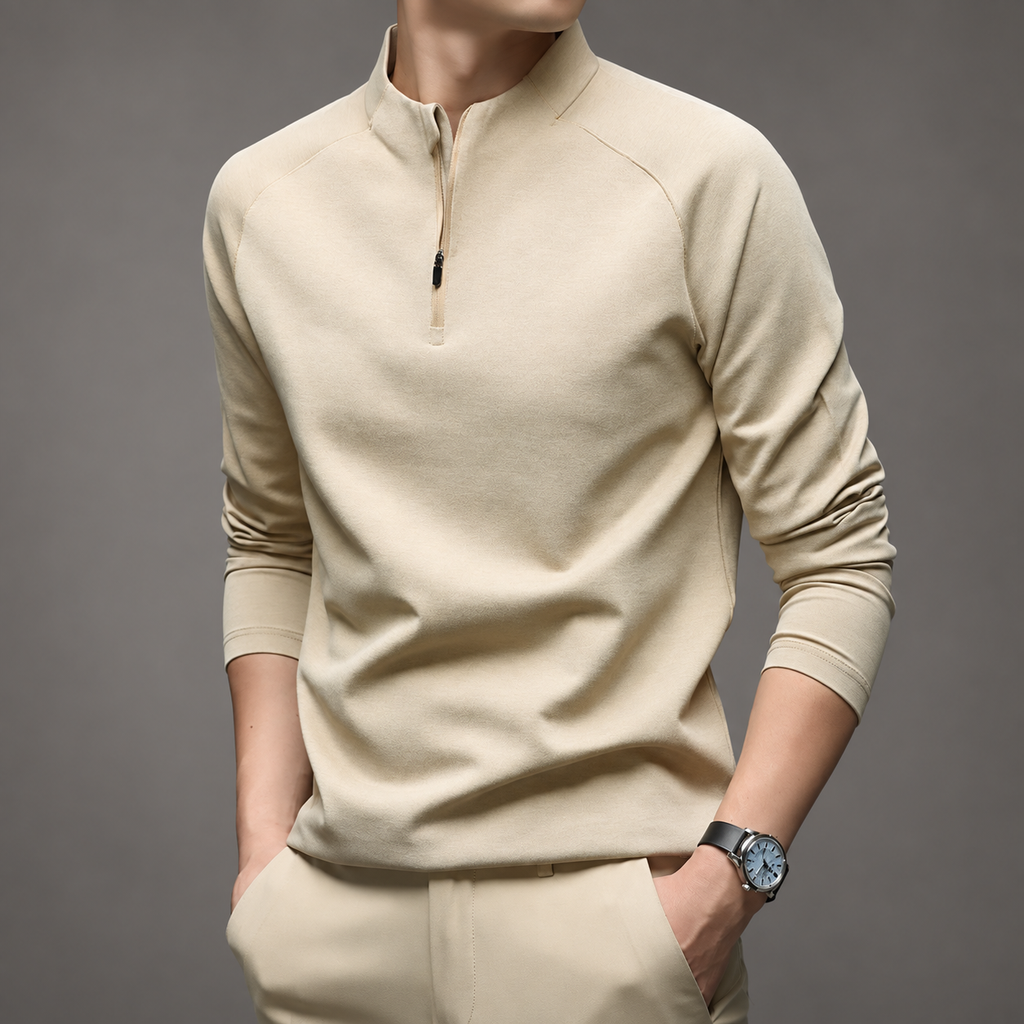 Caleb Men’s Quarter-Zip Pullover – Long-Sleeve Stand-Collar Shirt