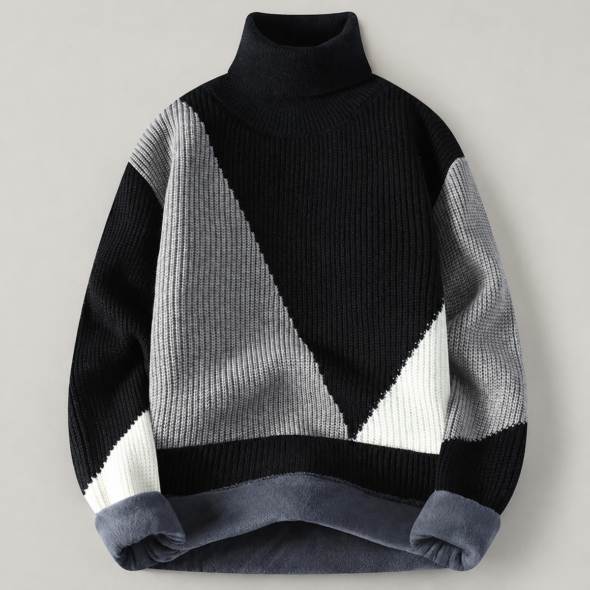 Callahan Ribbed Colorblock Turtleneck Knit Sweater