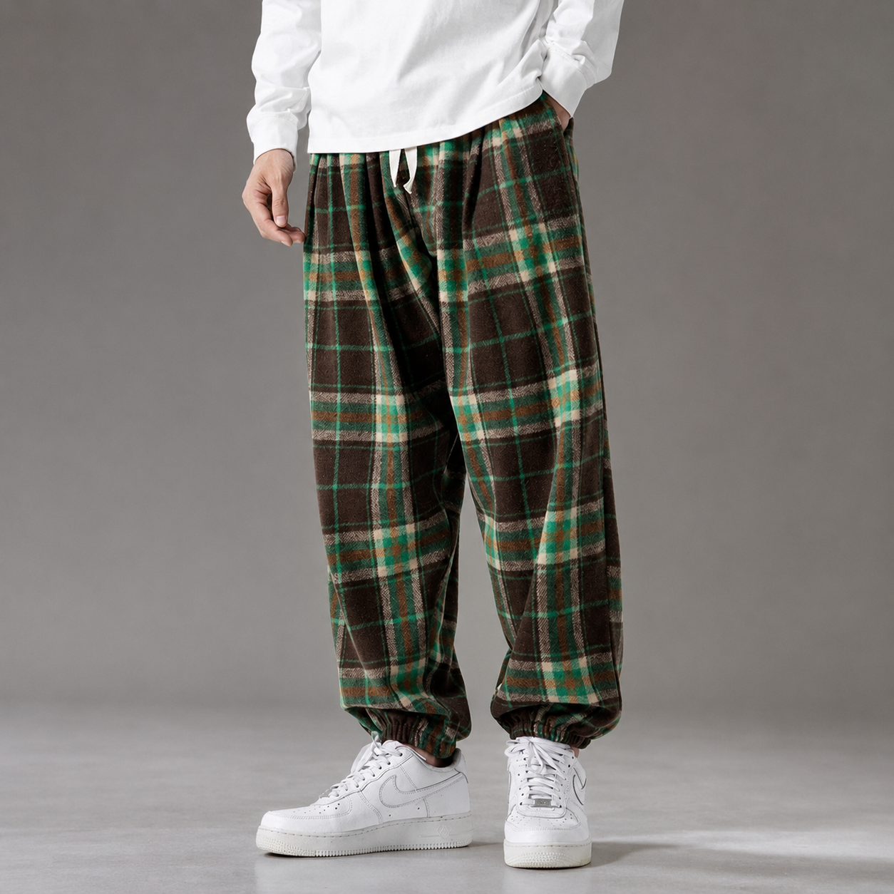 Callum Men's Plaid Jogger Pants – Relaxed Fit Drawstring Casual Trousers