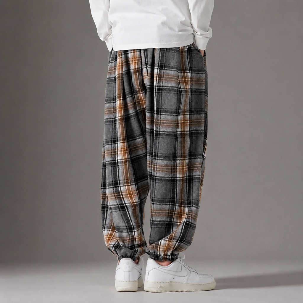 Callum Men's Plaid Jogger Pants – Relaxed Fit Drawstring Casual Trousers