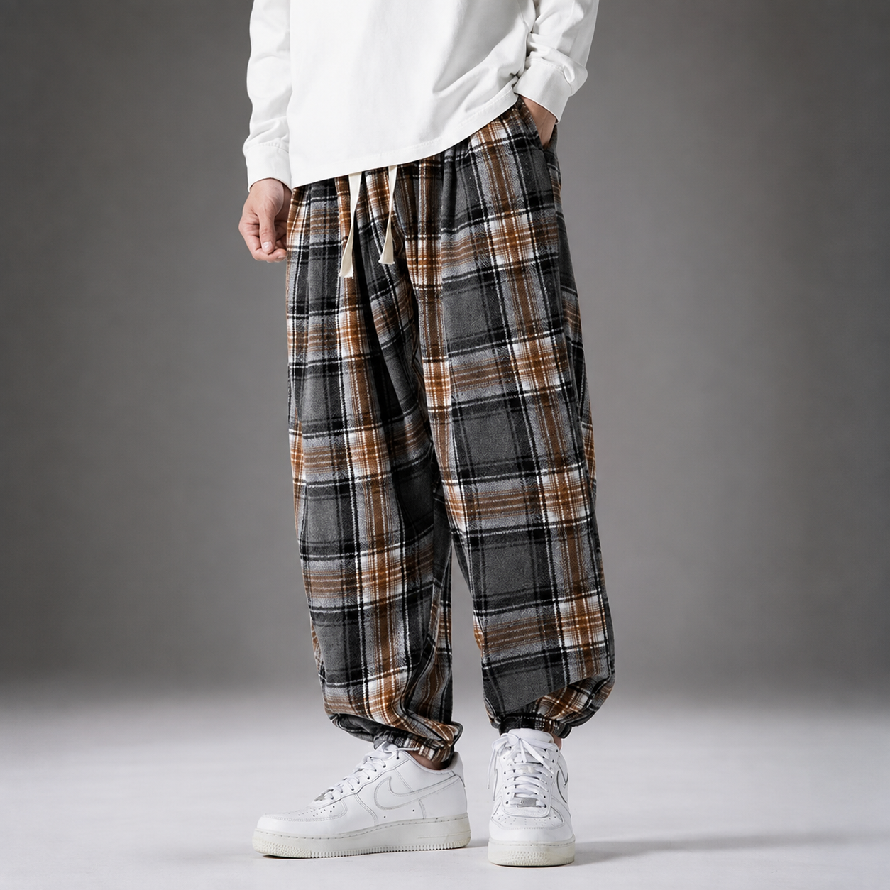 Callum Men's Plaid Jogger Pants – Relaxed Fit Drawstring Casual Trousers