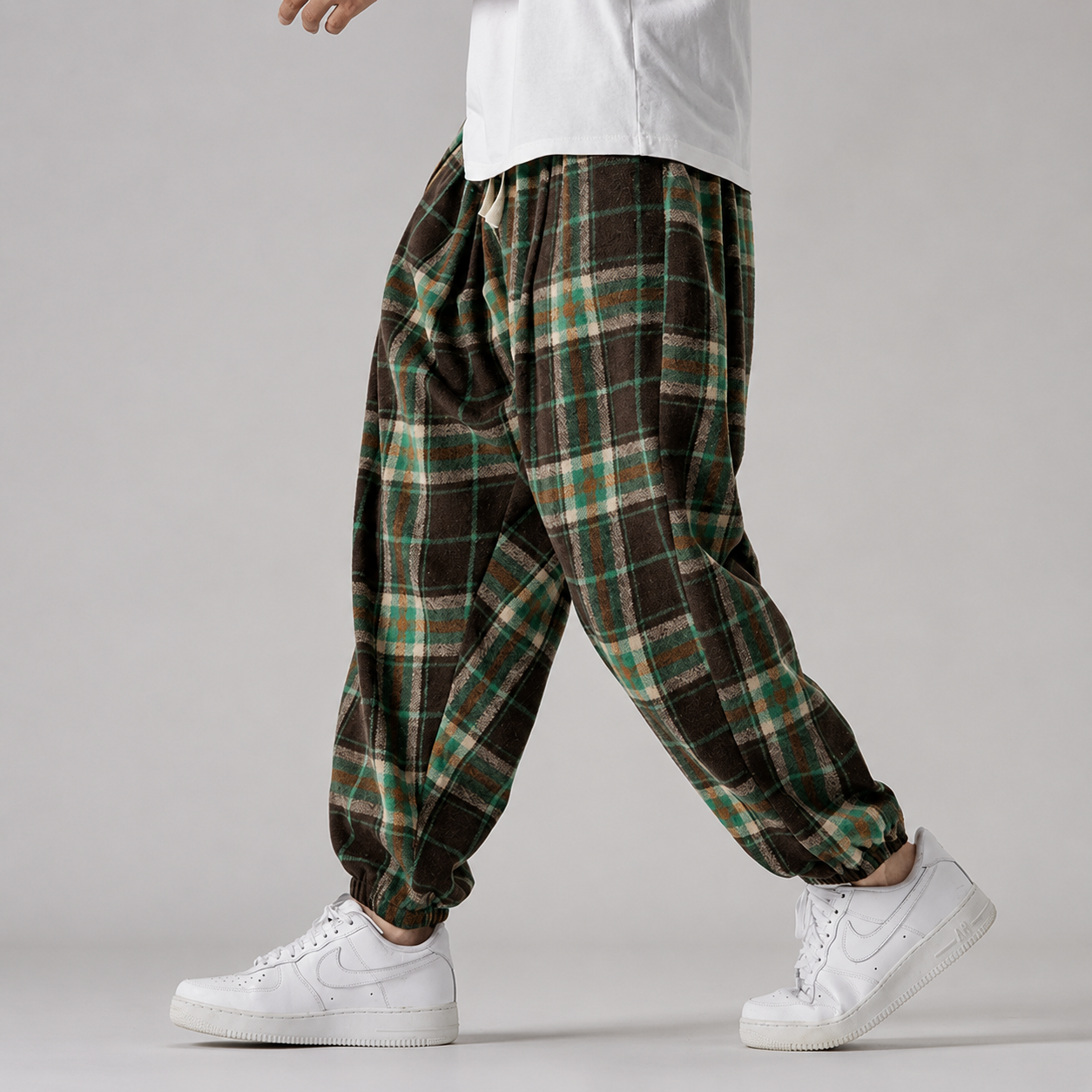 Callum Men's Plaid Jogger Pants – Relaxed Fit Drawstring Casual Trousers