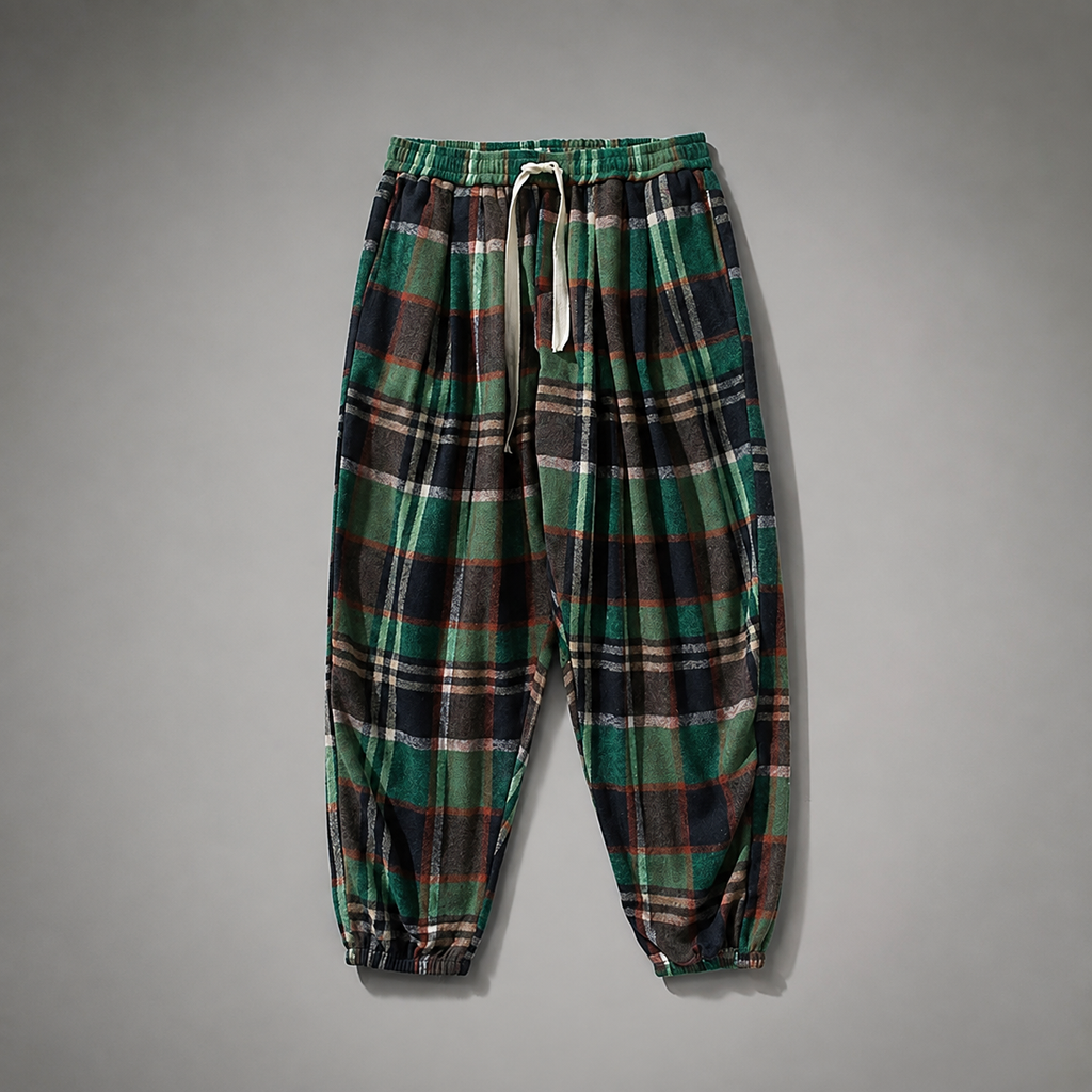 Callum Men's Plaid Jogger Pants – Relaxed Fit Drawstring Casual Trousers