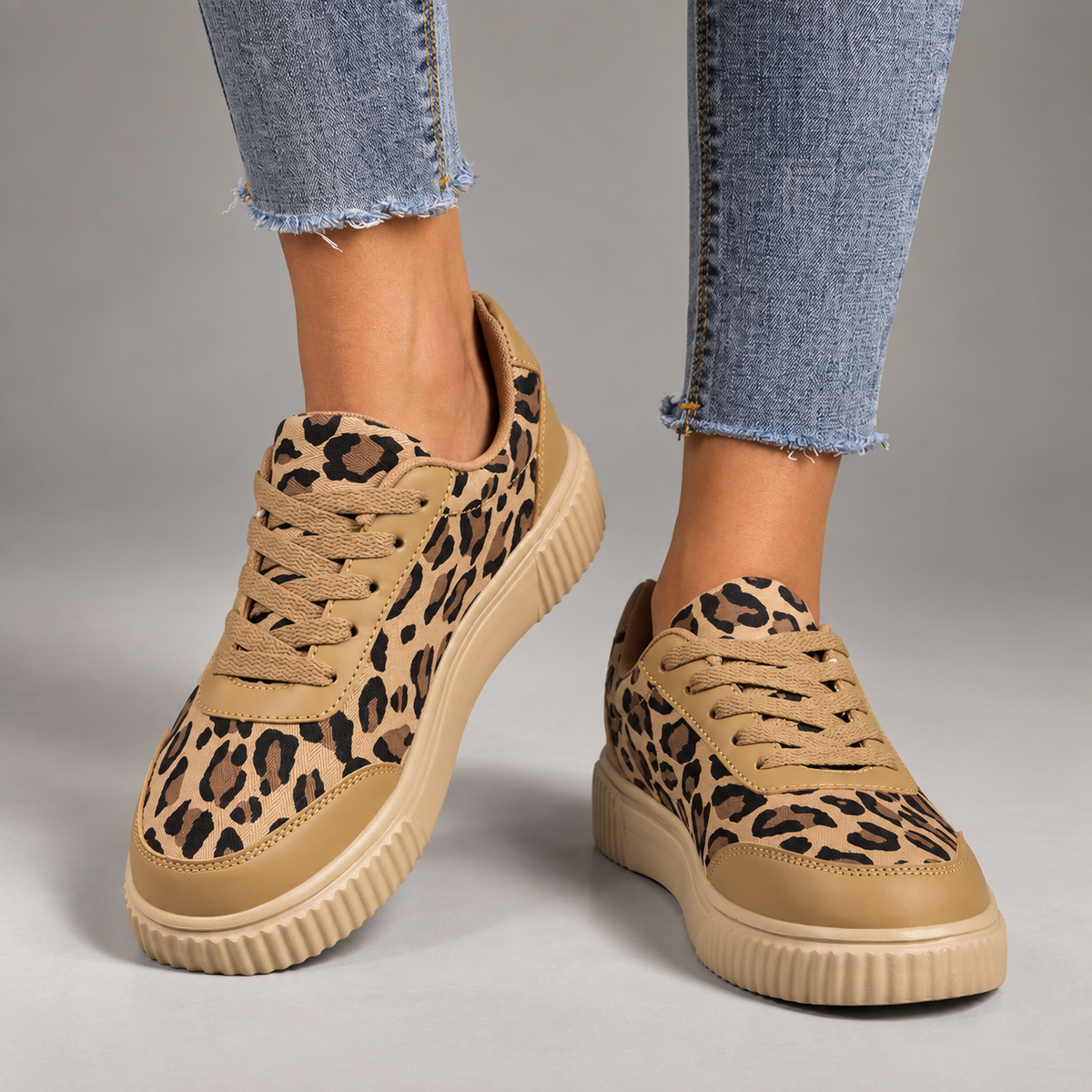 Camille Leopard Print Platform Lace-Up Sneakers