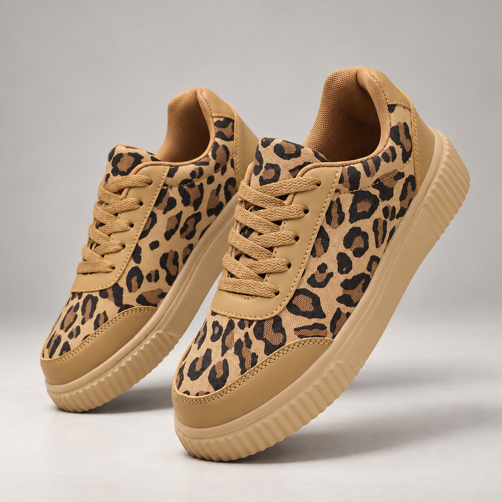 Camille Leopard Print Platform Lace-Up Sneakers