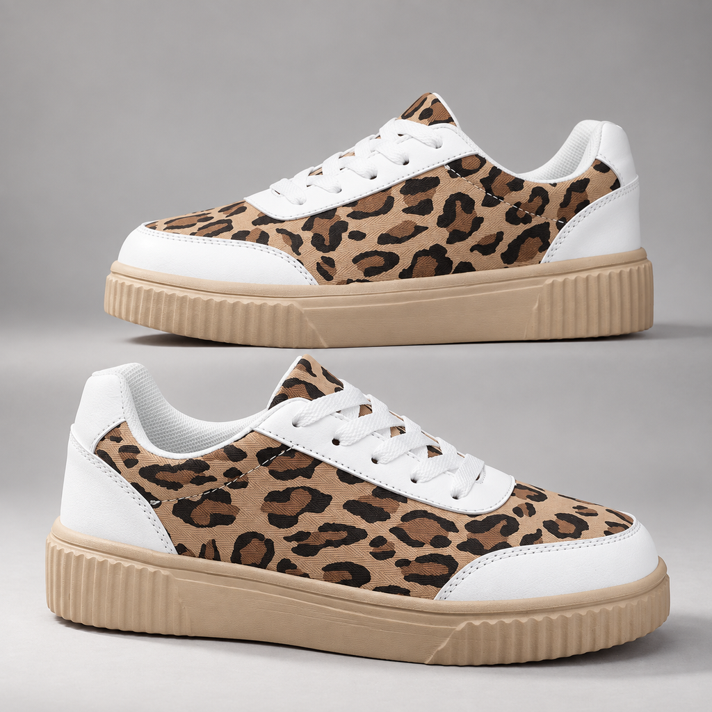 Camille Leopard Print Platform Lace-Up Sneakers