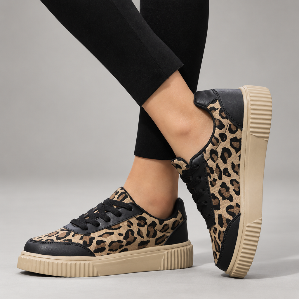 Camille Leopard Print Platform Lace-Up Sneakers