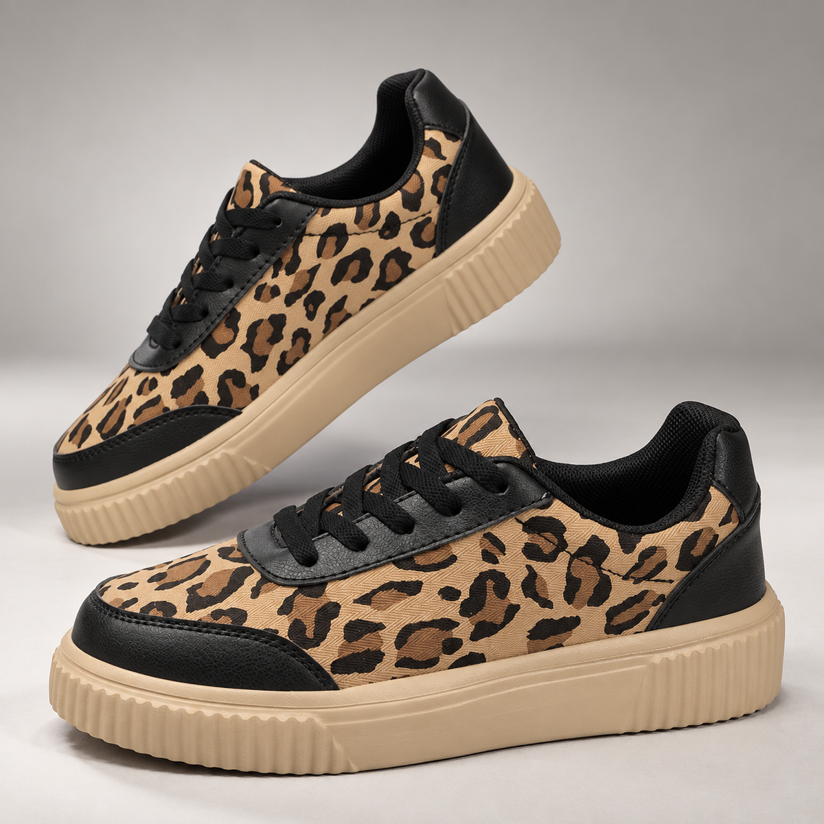 Camille Leopard Print Platform Lace-Up Sneakers
