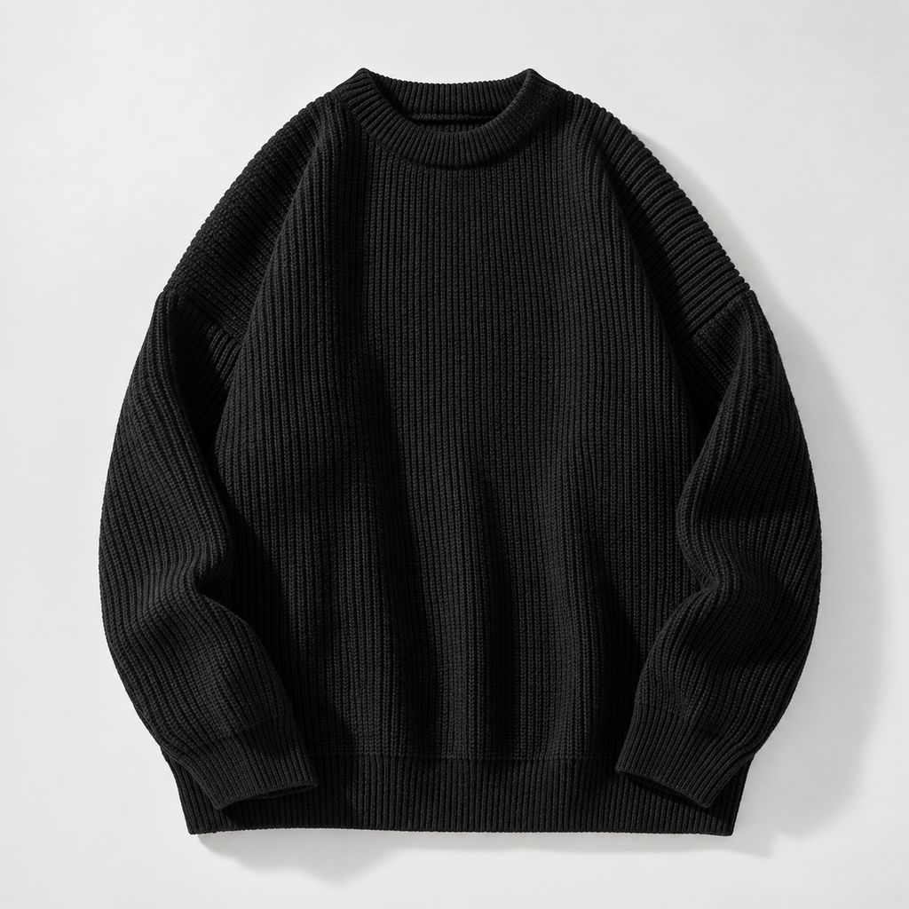 Cedric Men’s Ribbed Crewneck Sweater with Raglan Sleeves