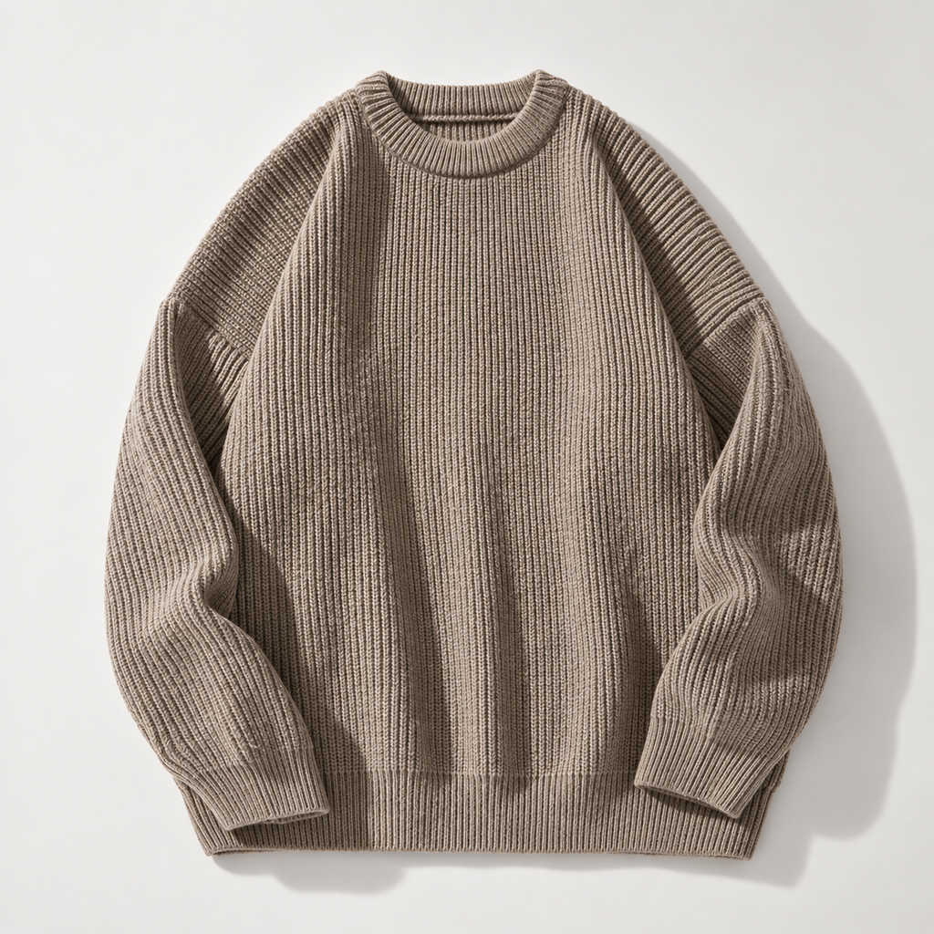 Cedric Men’s Ribbed Crewneck Sweater with Raglan Sleeves