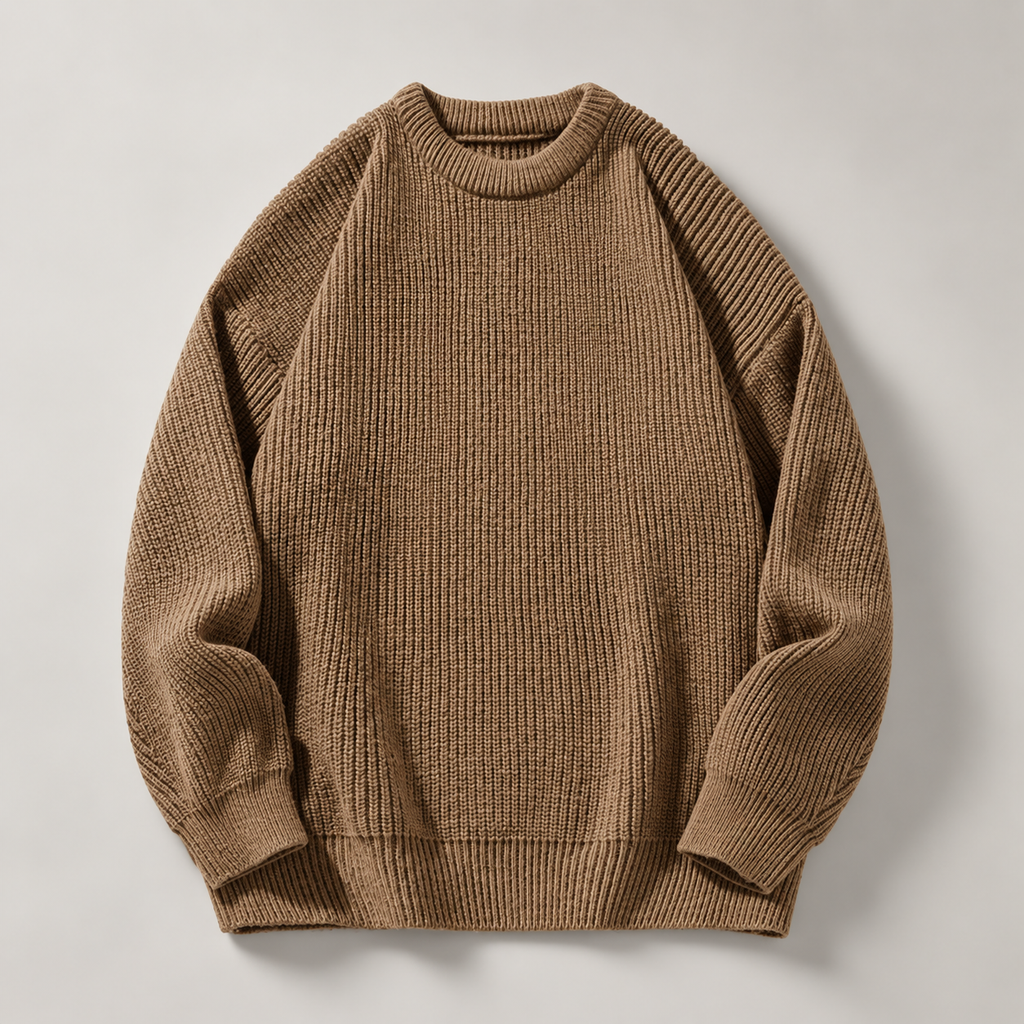 Cedric Men’s Ribbed Crewneck Sweater with Raglan Sleeves