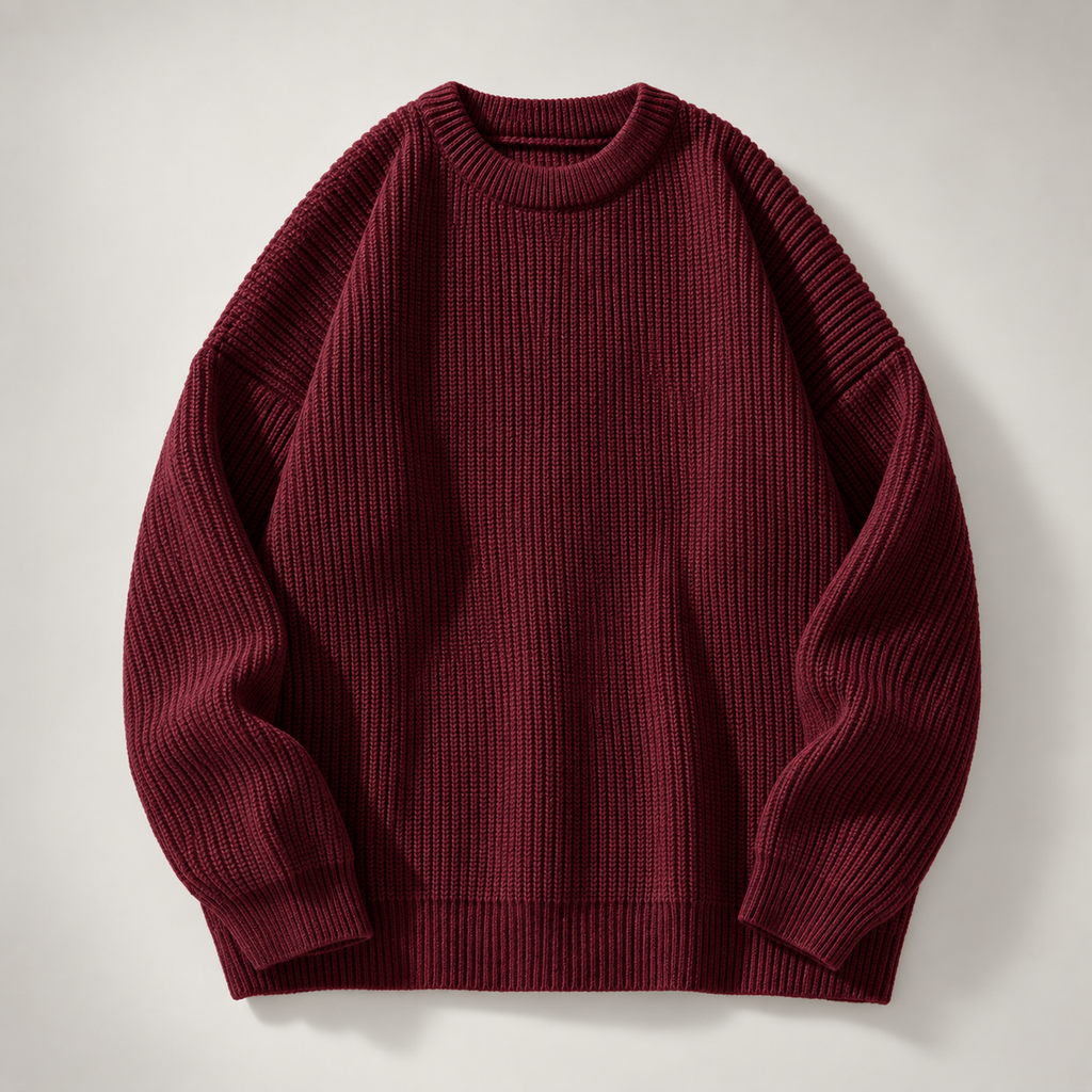 Cedric Men’s Ribbed Crewneck Sweater with Raglan Sleeves
