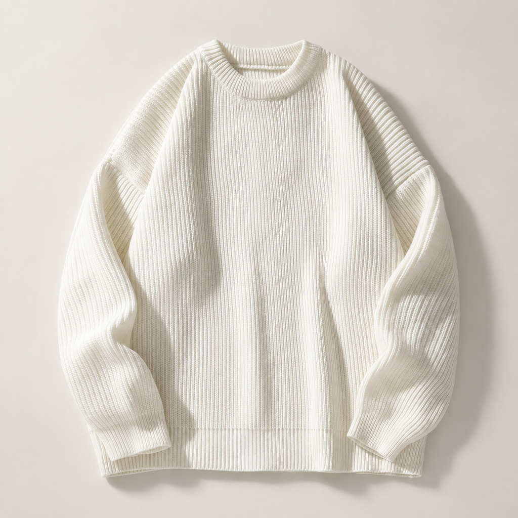 Cedric Men’s Ribbed Crewneck Sweater with Raglan Sleeves