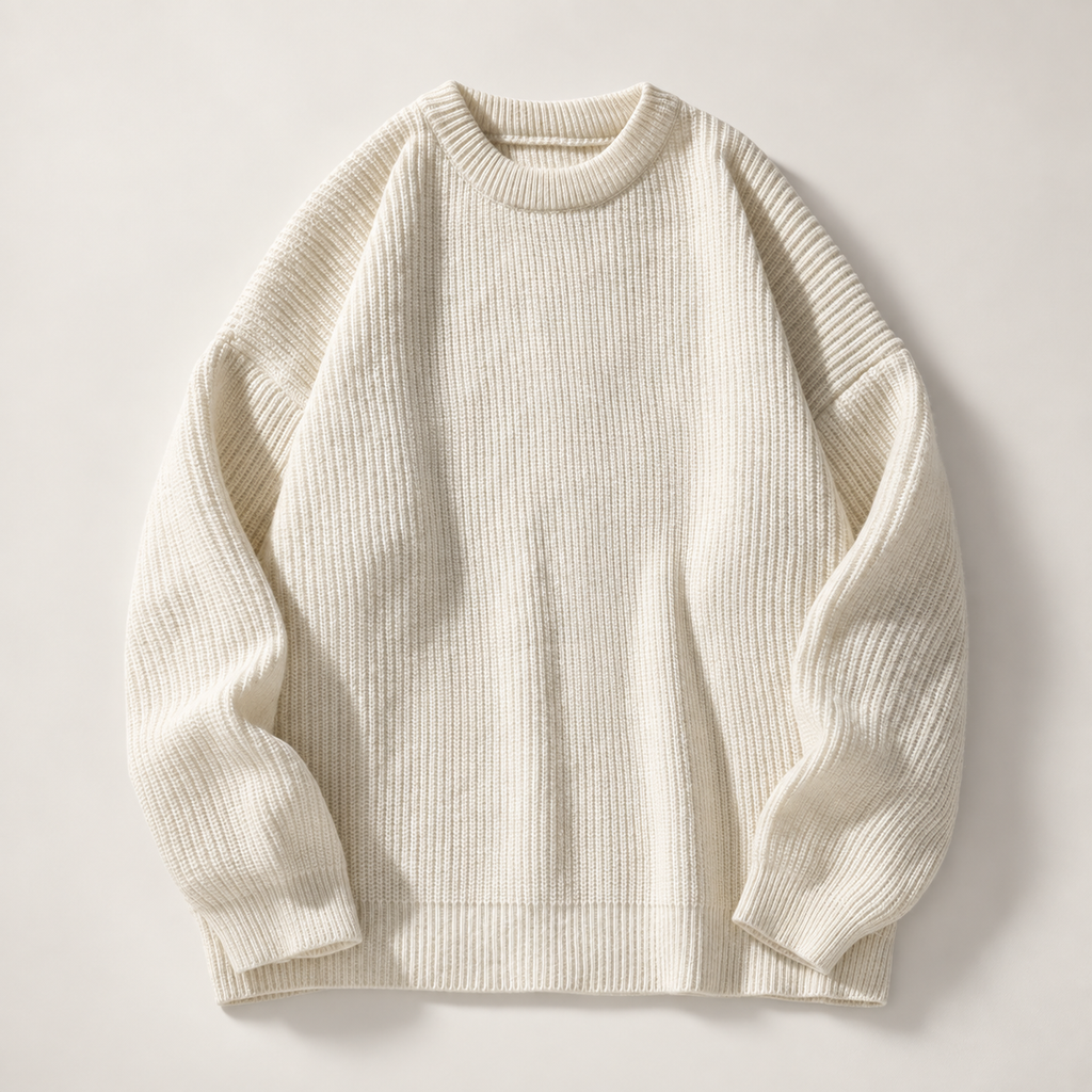 Cedric Men’s Ribbed Crewneck Sweater with Raglan Sleeves