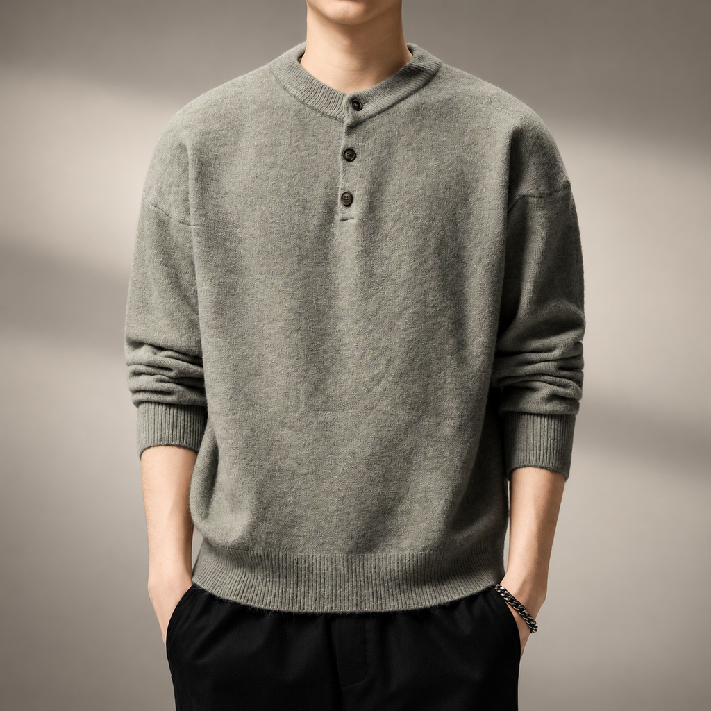 Cedric Men's Three-Button Knit Sweater