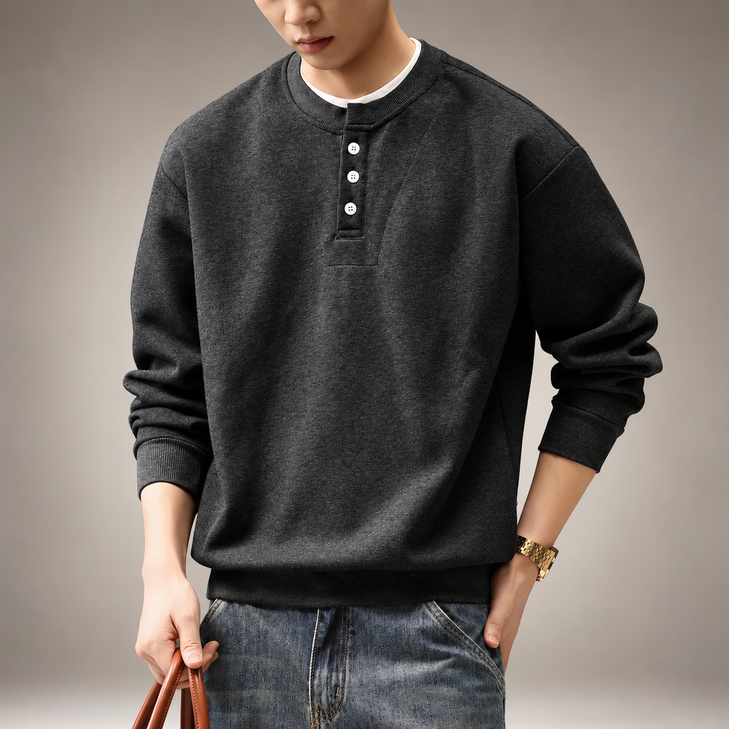 Venturo Men's Henley Neck Pullover Sweatshirt