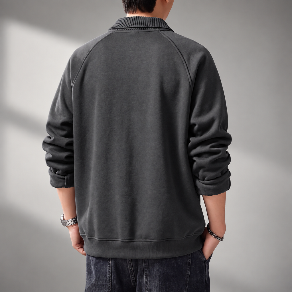 Raffaele Men’s Sleeve Polo Pullover Sweatshirt