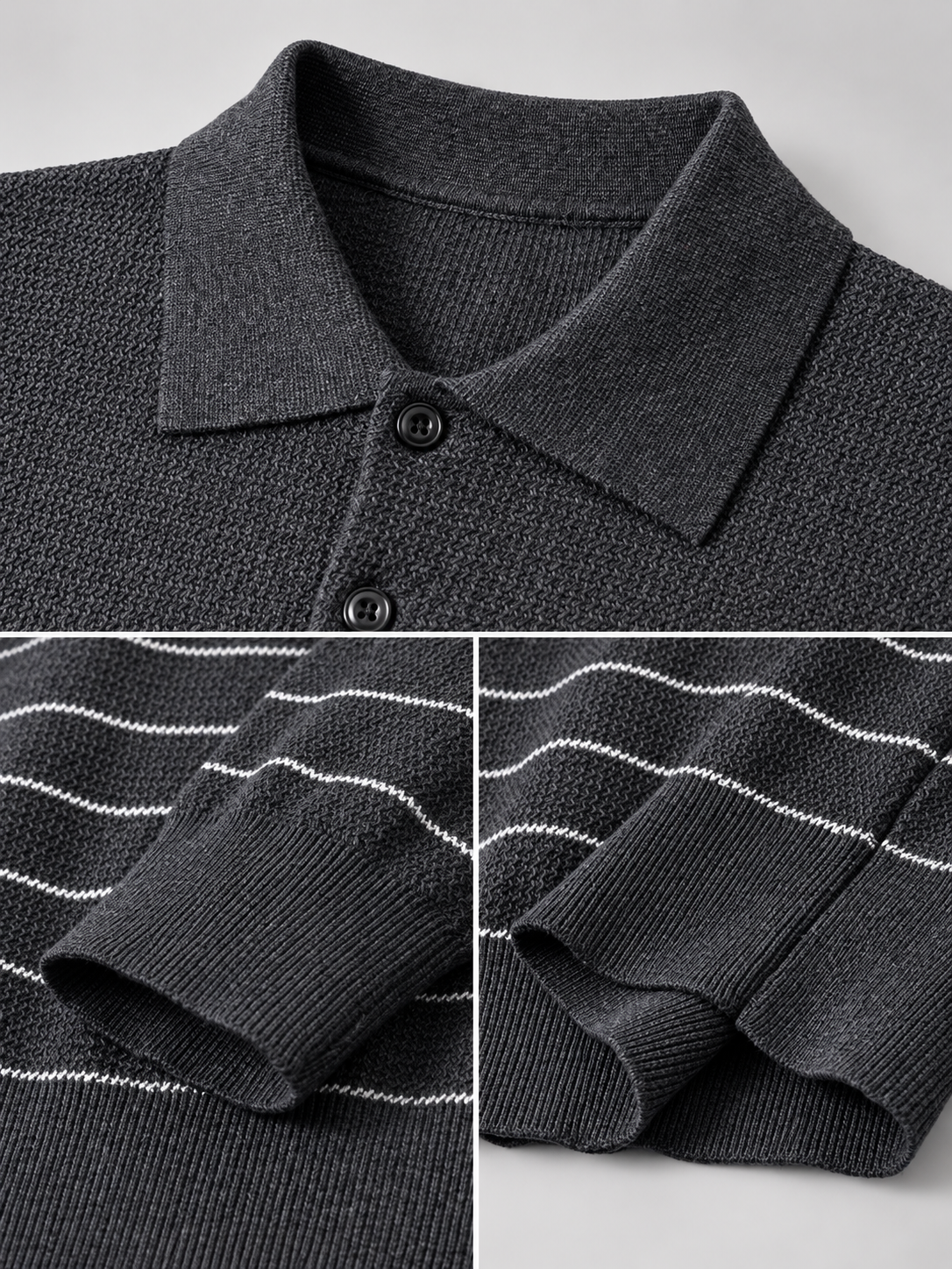 Aurelio Men’s Textured Long Sleeve Polo Sweater