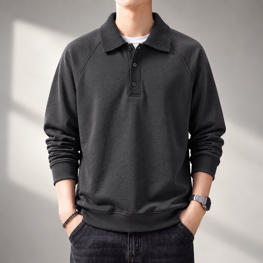 Raffaele Men’s Sleeve Polo Pullover Sweatshirt