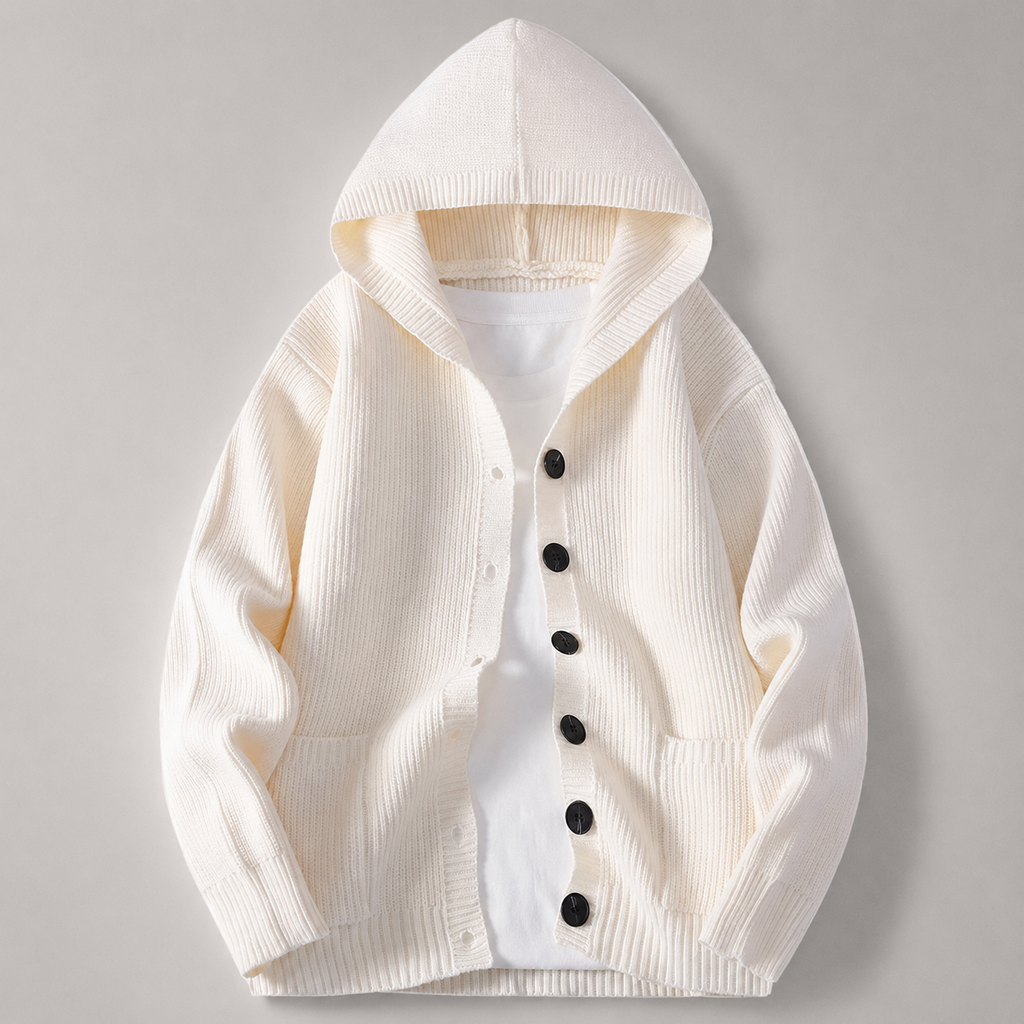 Ross Button Front Hooded Knit Cardigan