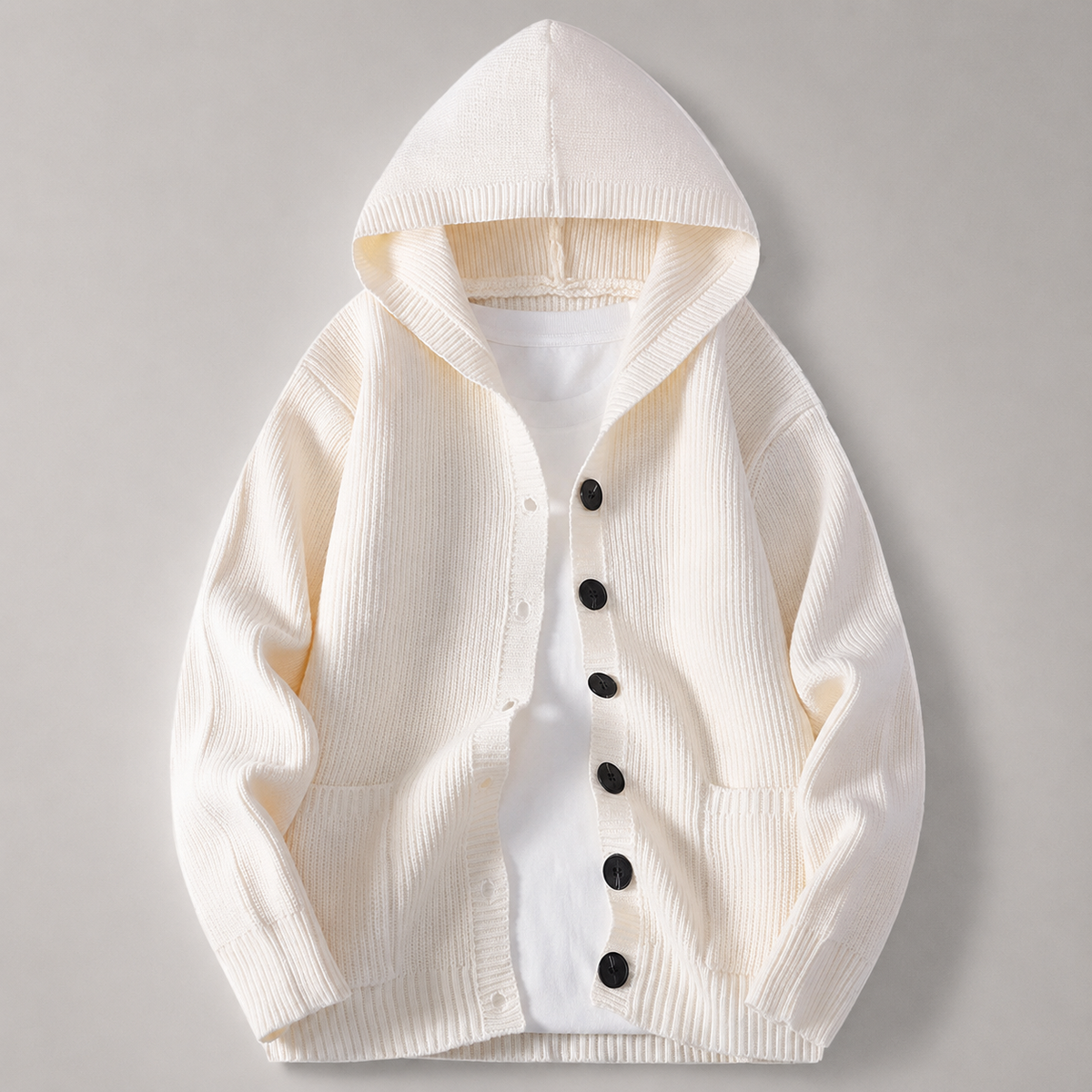 Ross Button Front Hooded Knit Cardigan