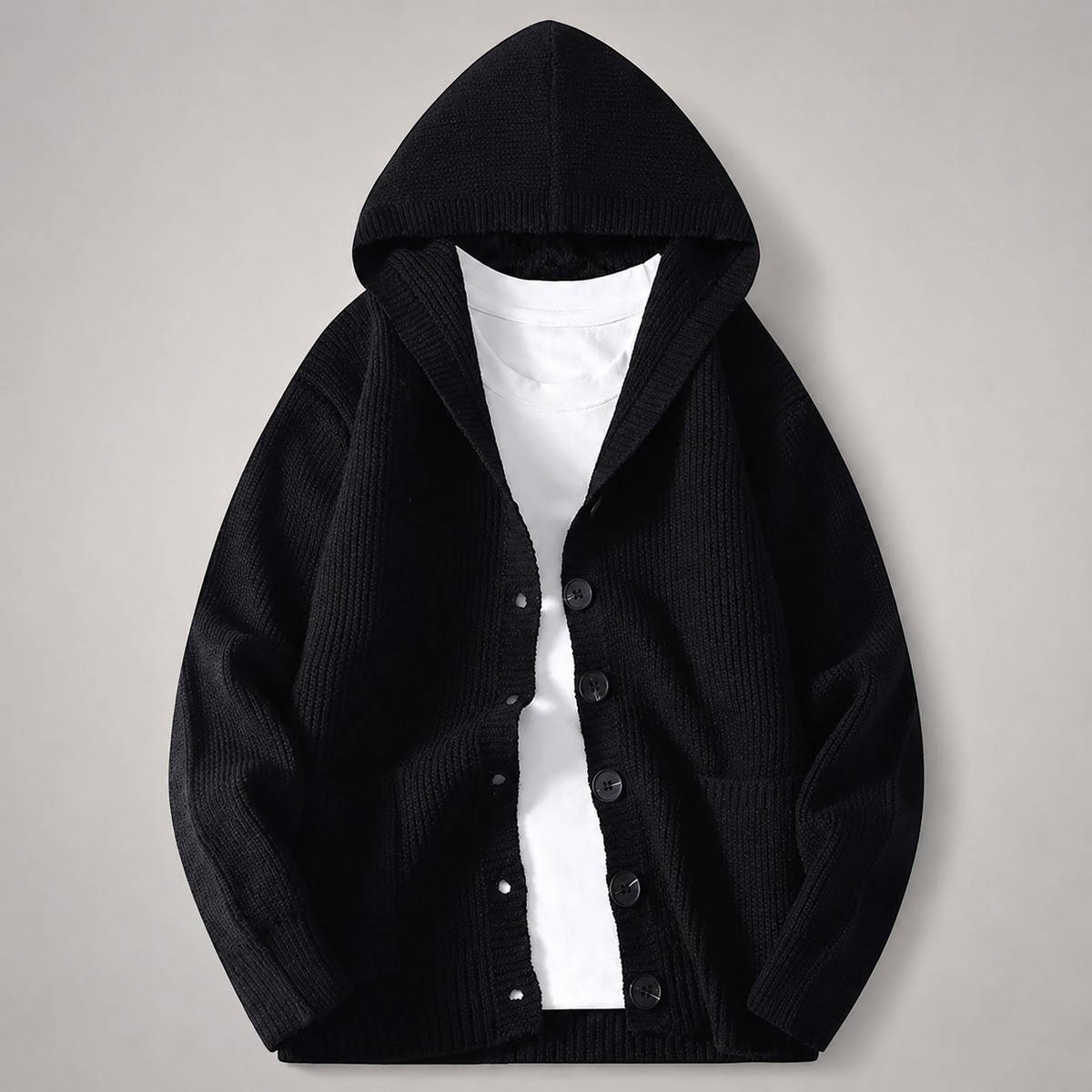 Ross Button Front Hooded Knit Cardigan