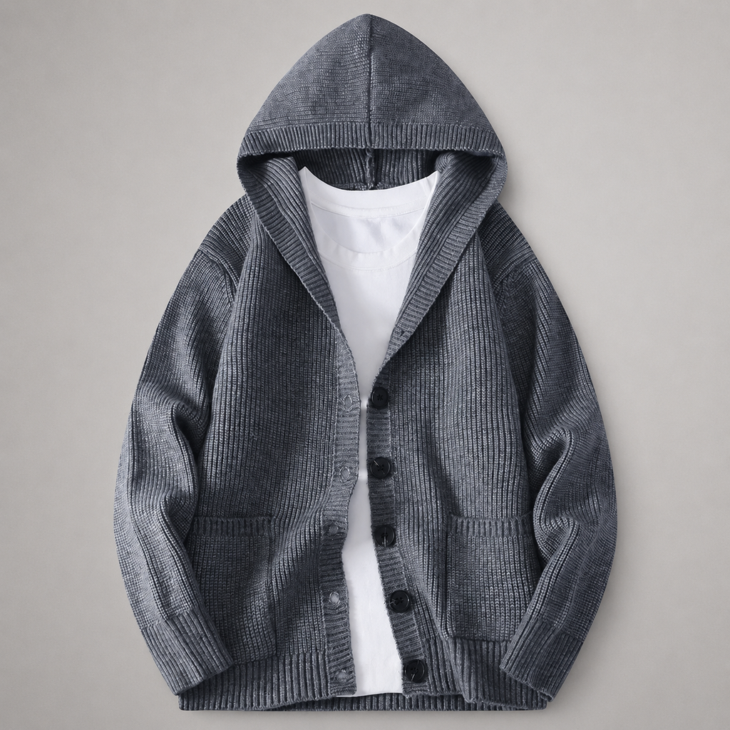 Ross Button Front Hooded Knit Cardigan