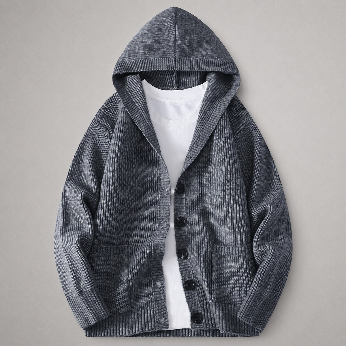 Ross Button Front Hooded Knit Cardigan