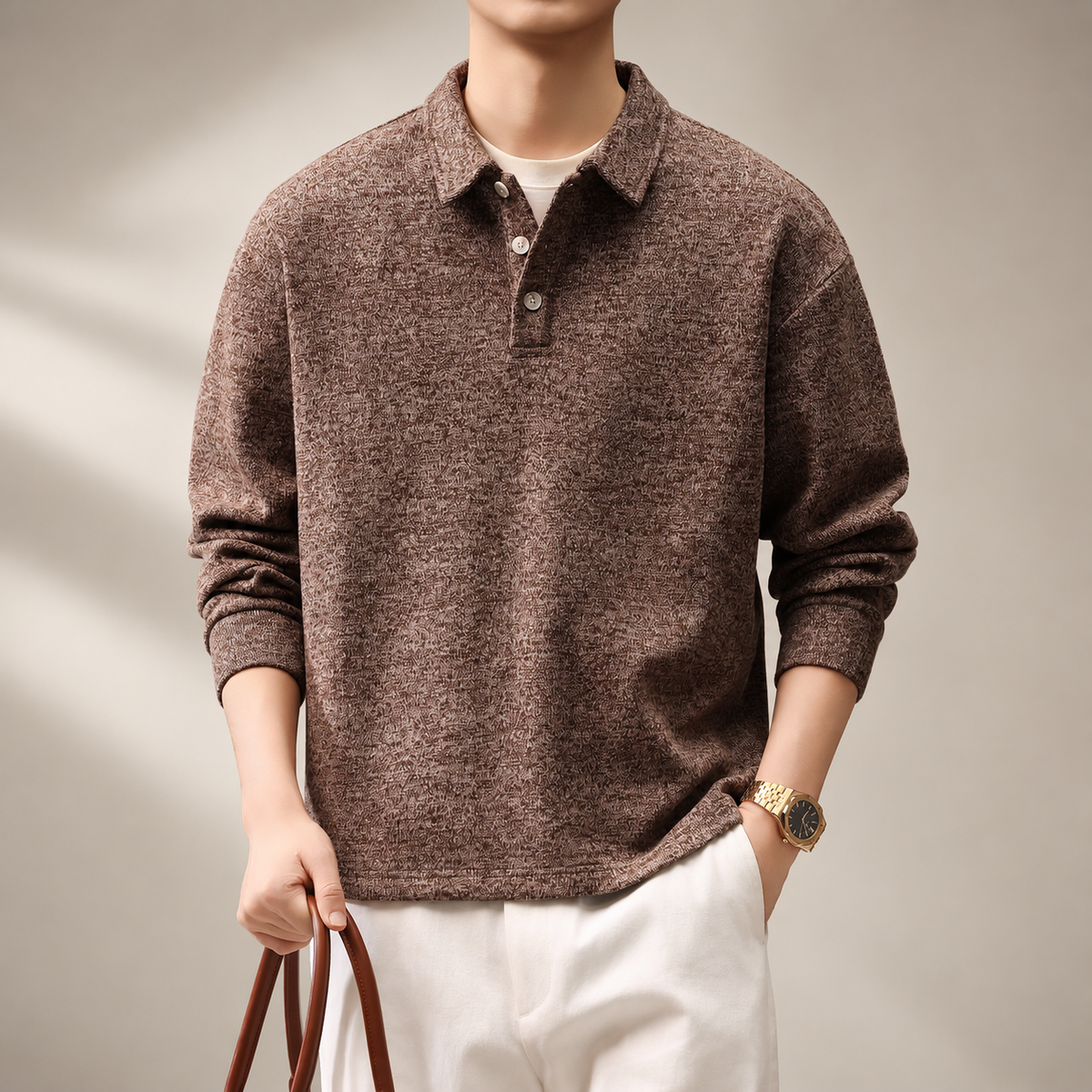 Lorenzo Textured Knit Polo Pullover