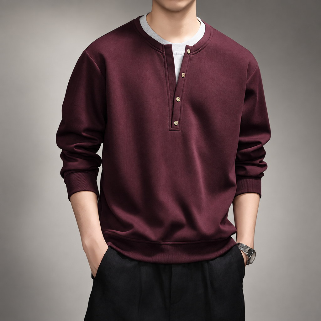 Callum Henley Long Sleeve Pullover for Men