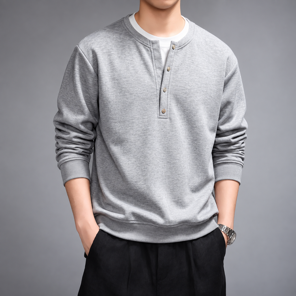 Callum Henley Long Sleeve Pullover for Men