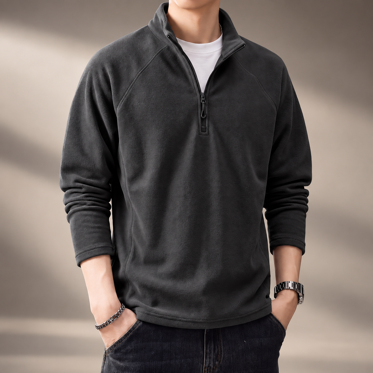 Etienne Men’s Textured Fleece Pullover
