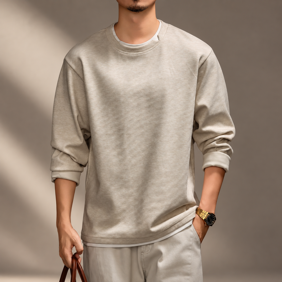 Riverton Relaxed Fit Textured Crewneck Sweatshirt