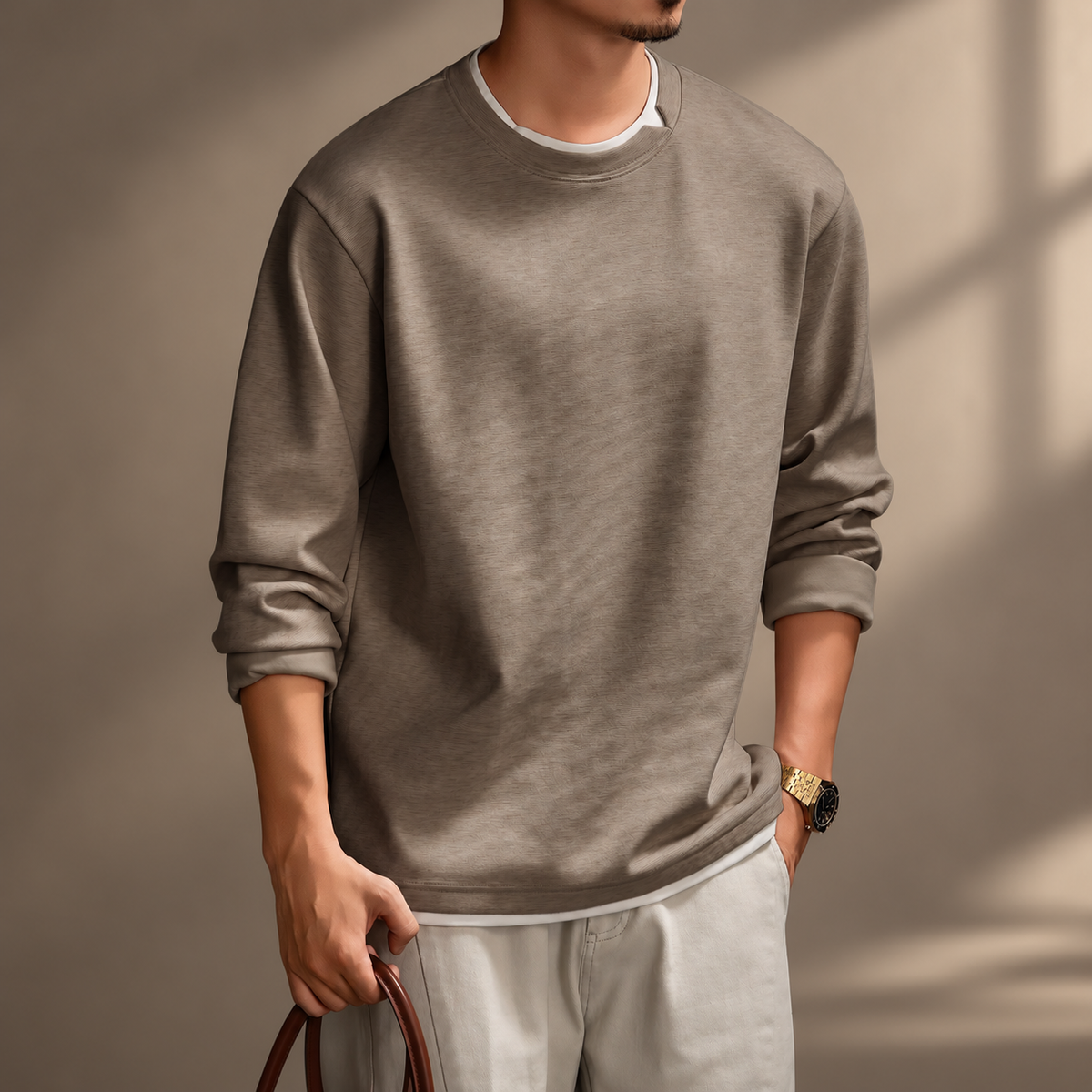 Riverton Relaxed Fit Textured Crewneck Sweatshirt