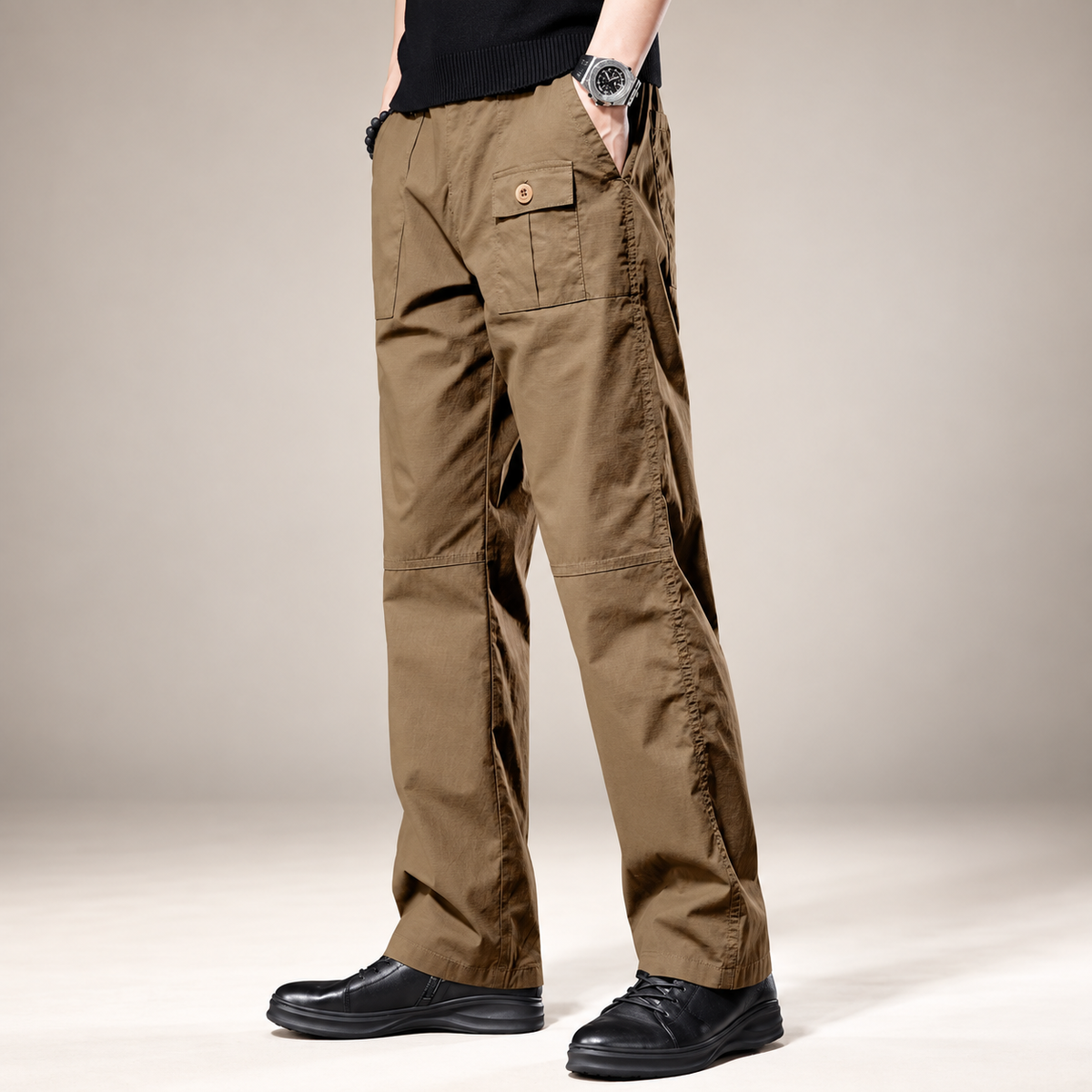 Thierry Men’s Relaxed Straight-Leg Utility Cargo Pants
