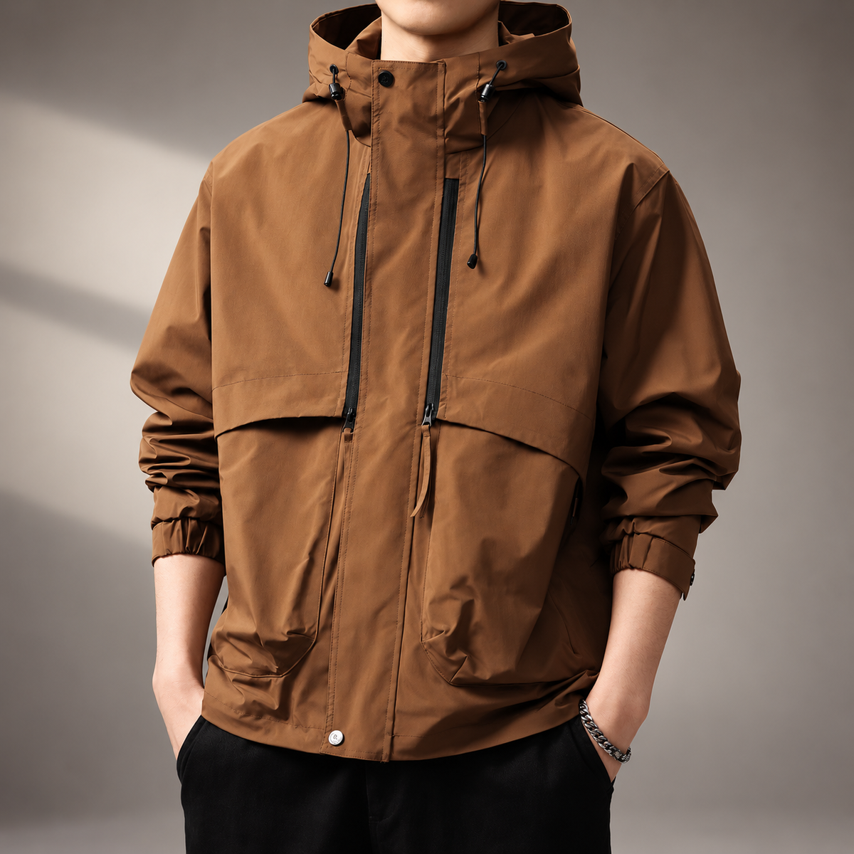 Callum Men's Zip-Front Technical Hooded Jacket