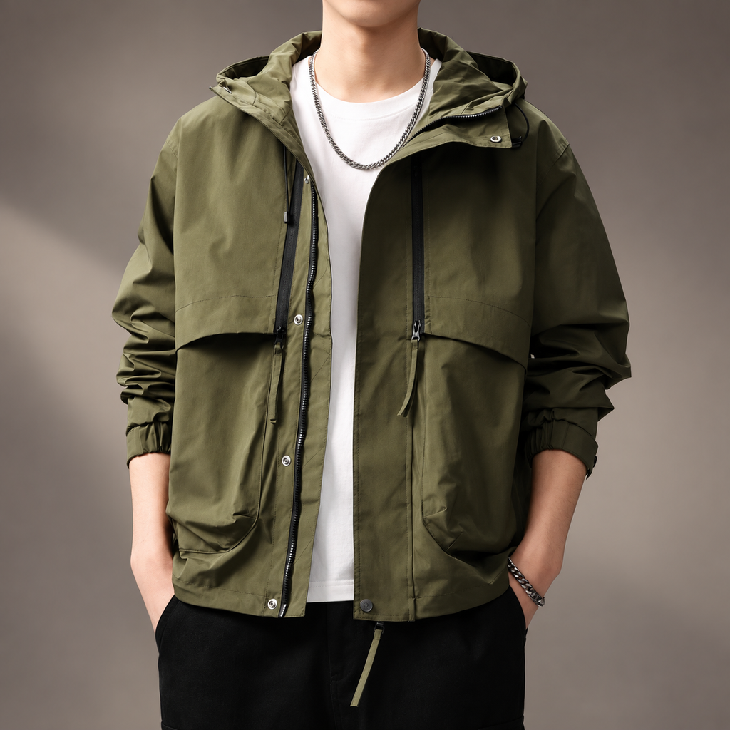 Callum Men's Zip-Front Technical Hooded Jacket