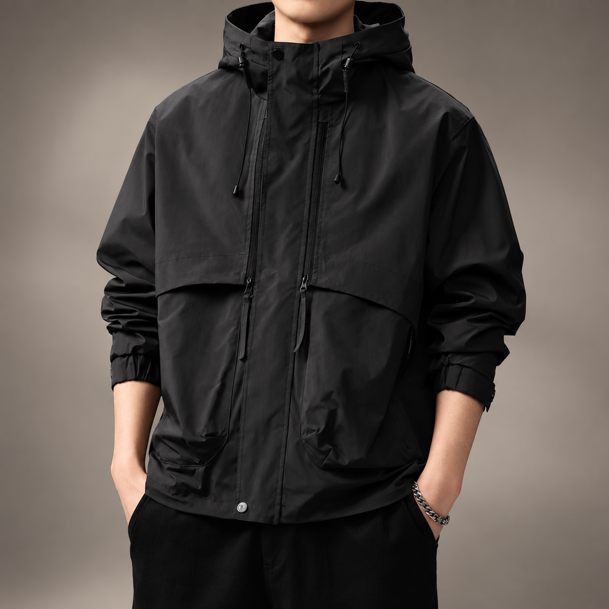 Callum Men's Zip-Front Technical Hooded Jacket