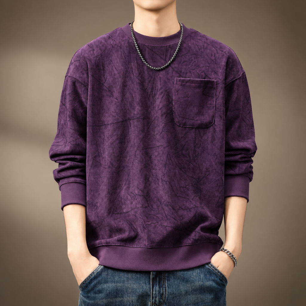 Bastien Men's Textured Pocket Crewneck Sweatshirt