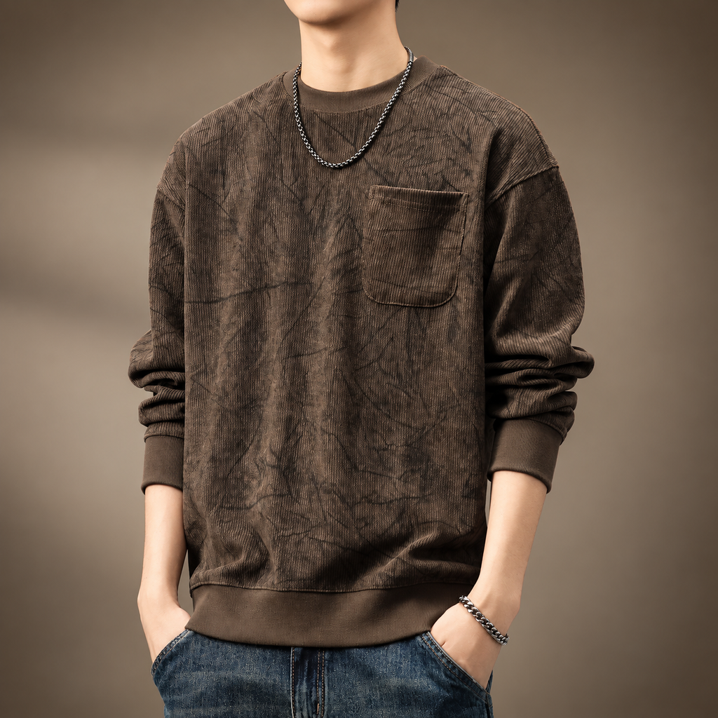 Bastien Men's Textured Pocket Crewneck Sweatshirt