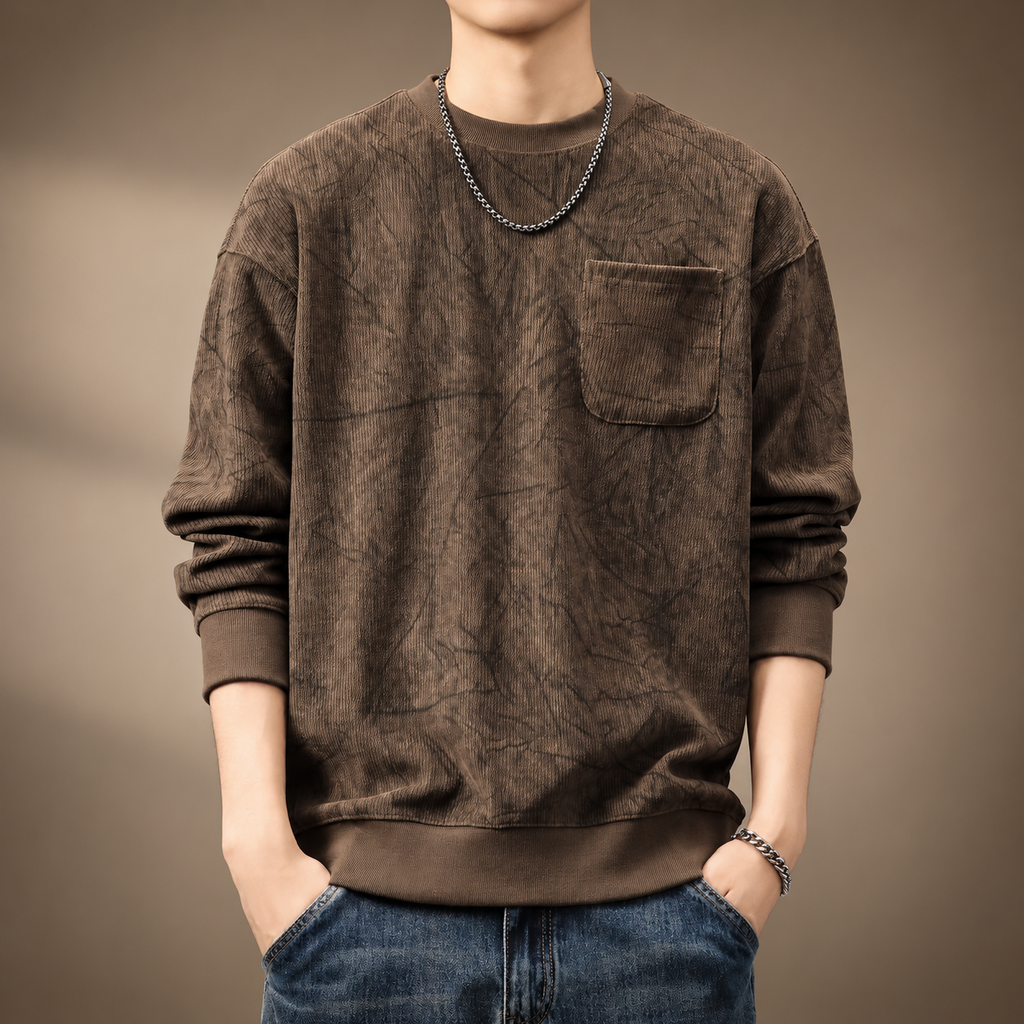 Bastien Men's Textured Pocket Crewneck Sweatshirt