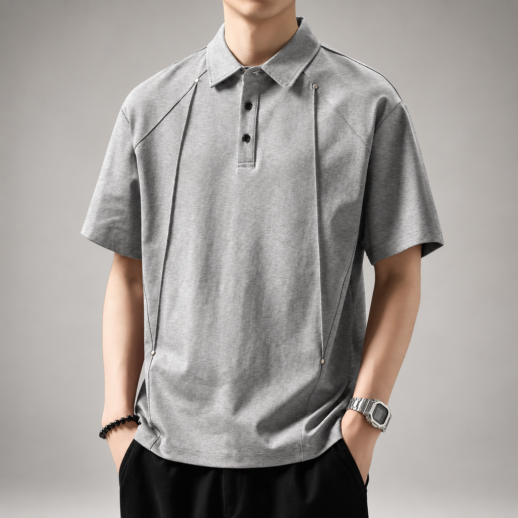 Dorian Men’s Short Sleeve Polo Shirt with Rivet Seam Detail